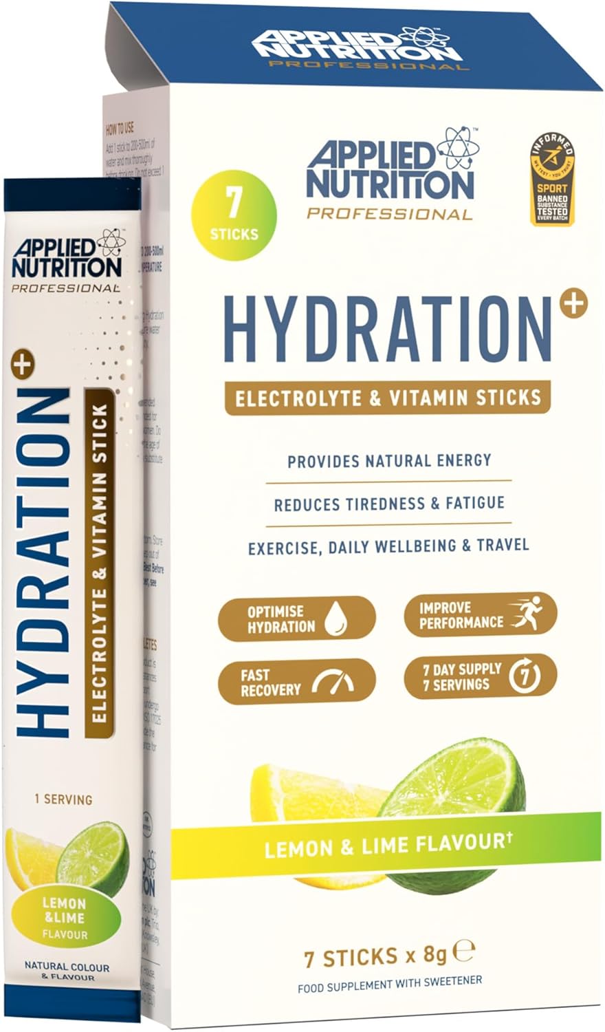 Applied Nutrition Hydration+ Electrolyte and Vitamin Powder Stick Packs (7 x 8g)