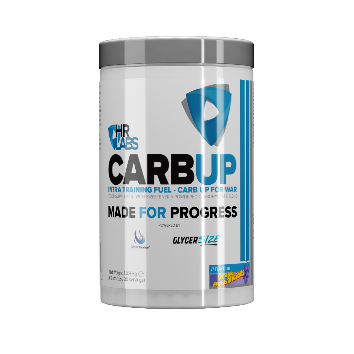 HR Labs Carb Up carbohydrate powder 30 servings Grape Bubbalicious tub