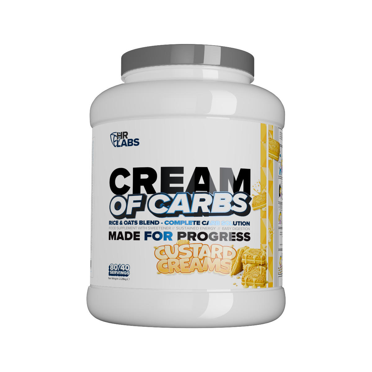 HR Labs Cream of Carbs Custard Cream 2.28kg carbohydrate powder tub