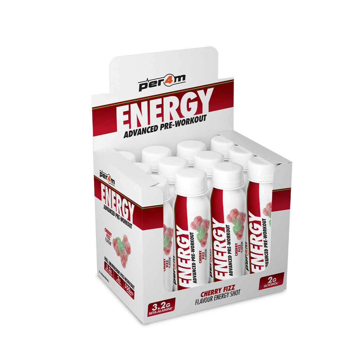 Per4m Energy Pre-Workout Shots 12x100ml Cherry Fizz