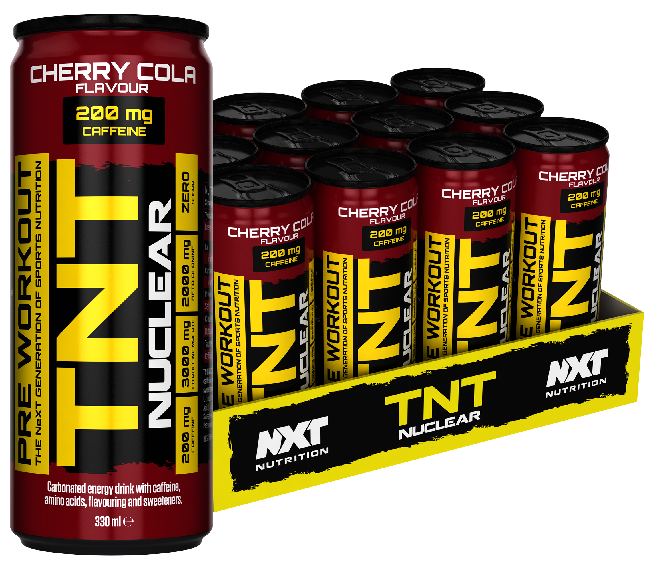 NXT Nutrition TNT Nuclear Energy Drink 12 x 330ml Cans Cherry Cola