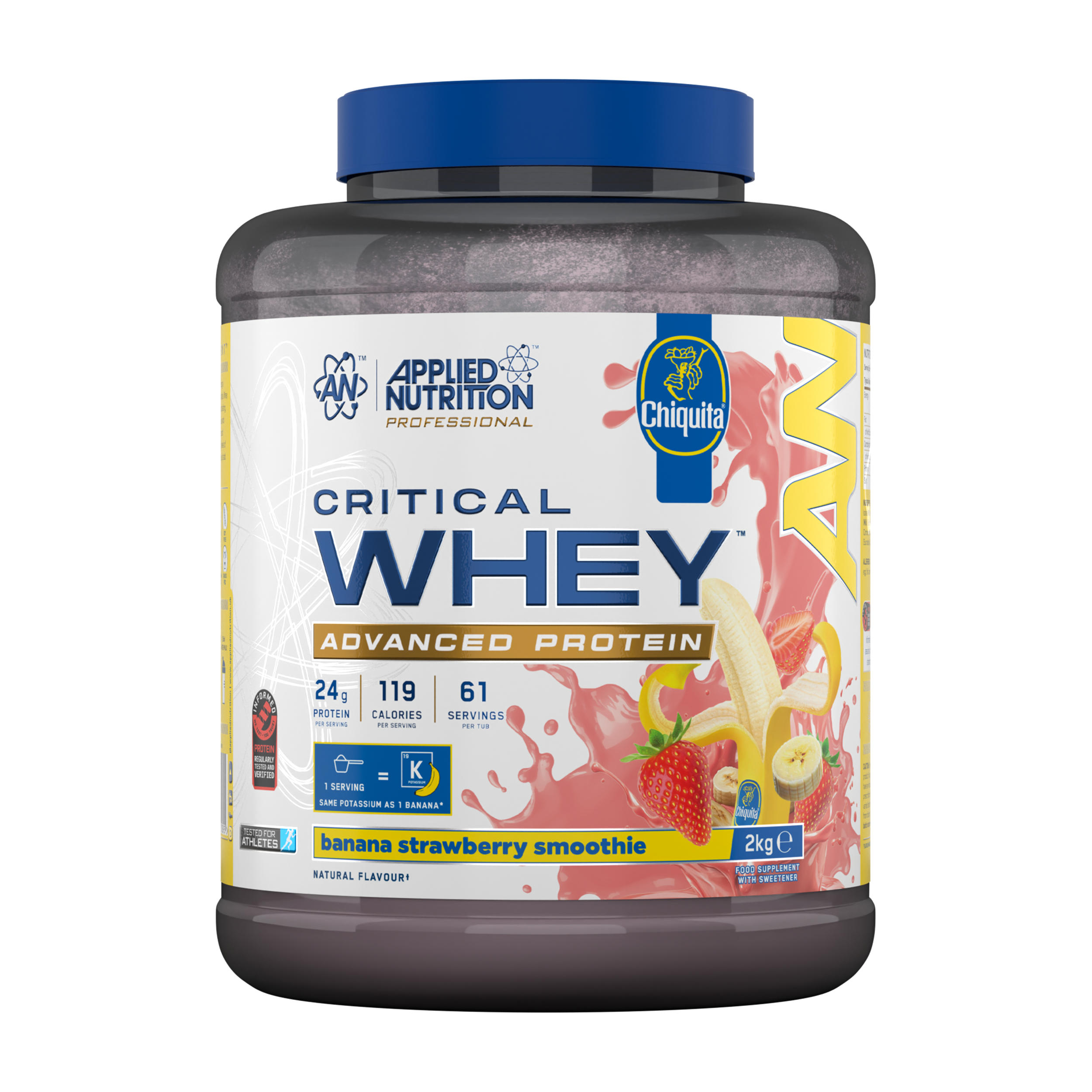 Applied Nutrition Critical Whey Protein Powder 2kg Chiquita Banana Strawberry Smoothie