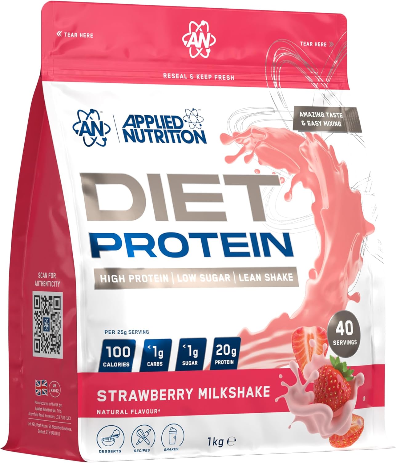Applied Nutrition Diet Protein Strawberry Milkshake 1kg