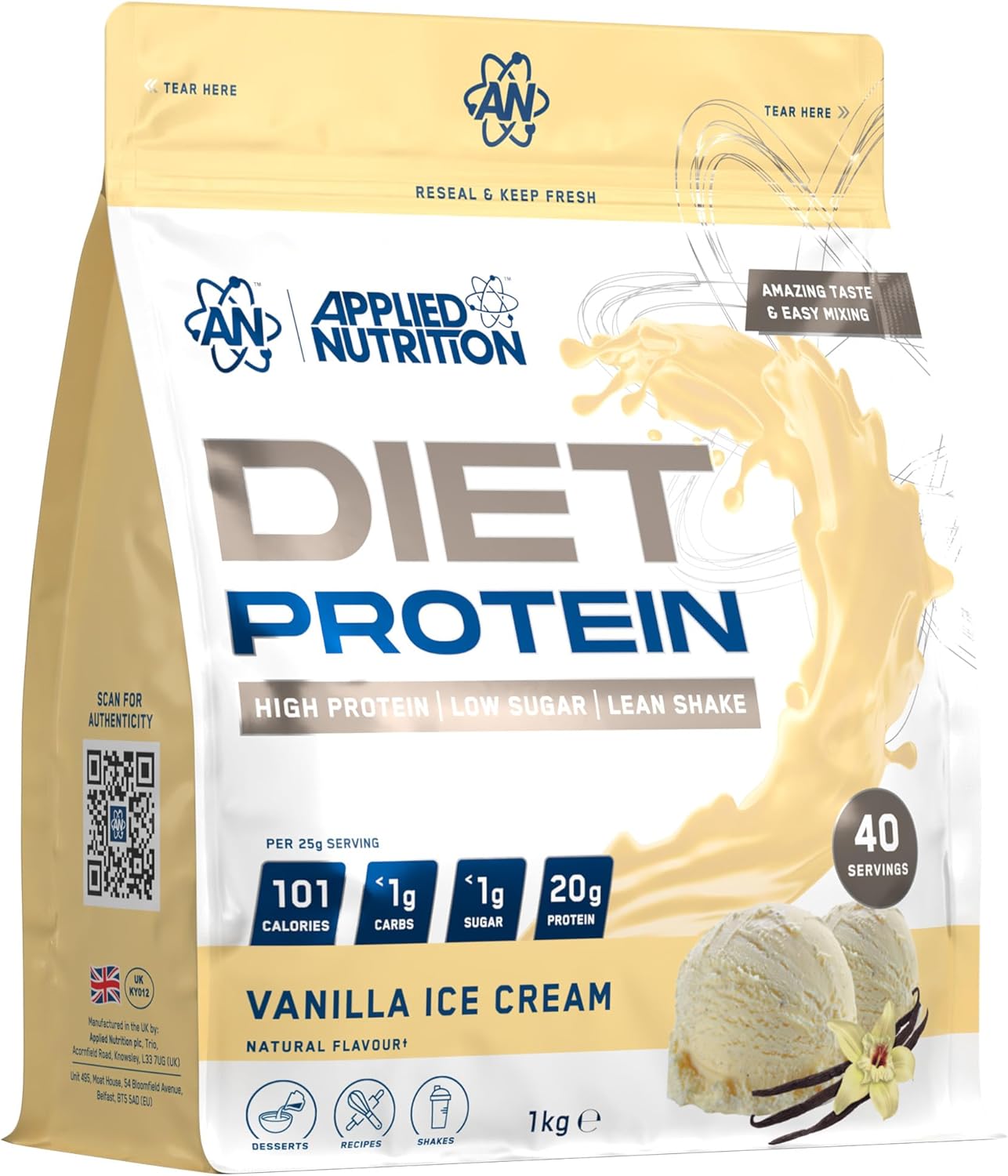 Applied Nutrition Diet Protein Vanilla Ice Cream 1kg