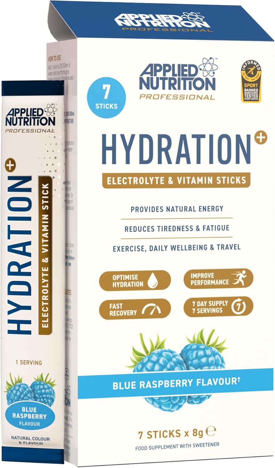 Applied Nutrition Hydration+ Electrolyte and Vitamin Powder Stick Packs (7 x 8g)