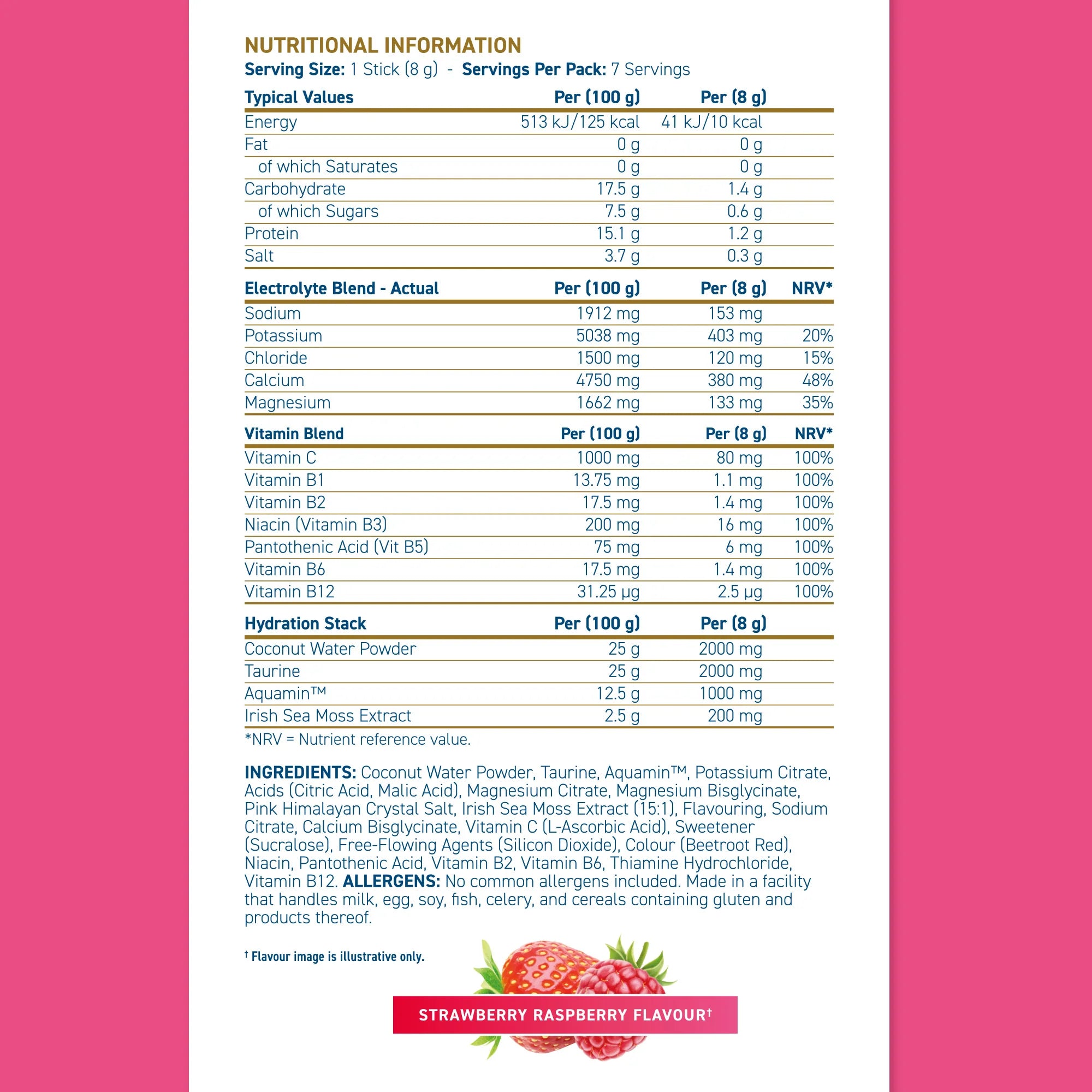 Applied Nutrition Hydration+ Electrolyte and Vitamin Powder Stick Packs (7 x 8g)