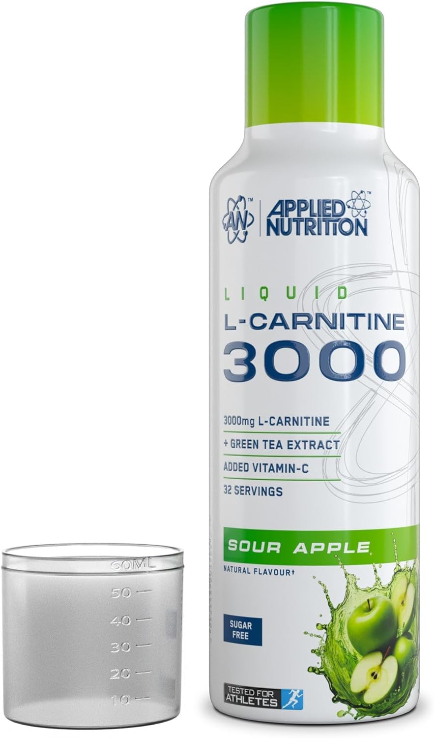 l carnitine applied nutrition 3000 Liquid - Vegan L-Carnitine with Green Tea & Vitamin C - Energy & Weight Management - Tangy Orange Flavor - 480ml Energy Boost & Fat Burn