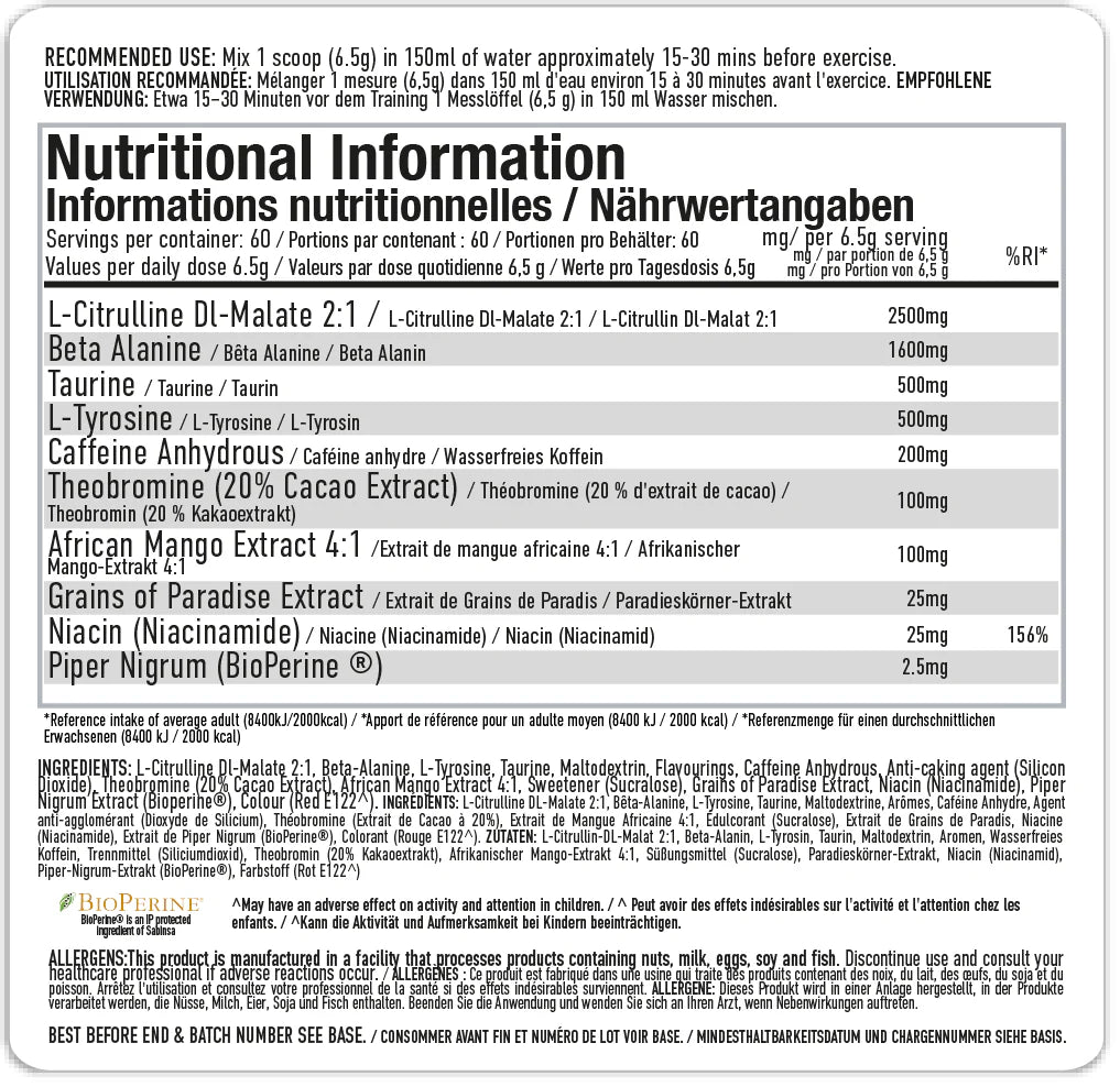 Per4m Energy Pre Workout (60 Servings / 390g)
