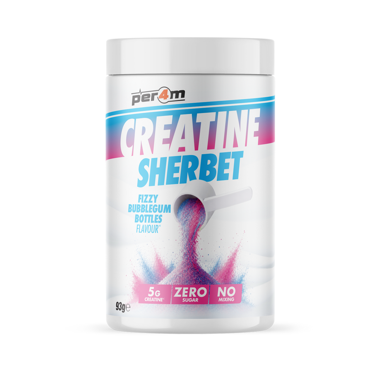 Per4m Creatine Sherbet Fizzy Bubblegum Bottles 93g Trial Size