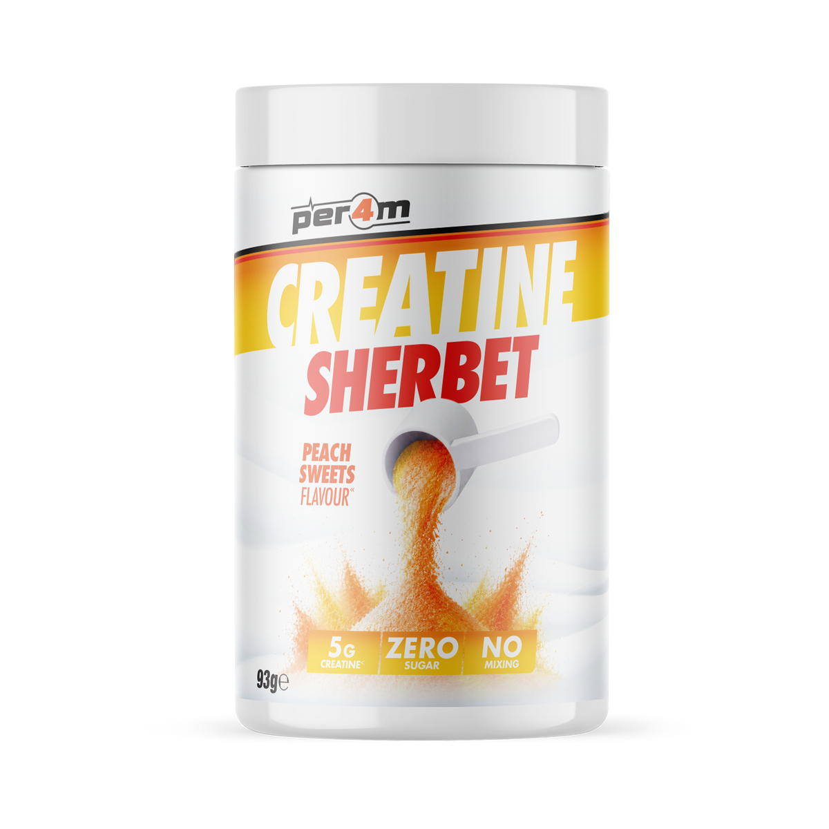 Per4m Creatine Sherbet Peach Sweets 93g Trial Size