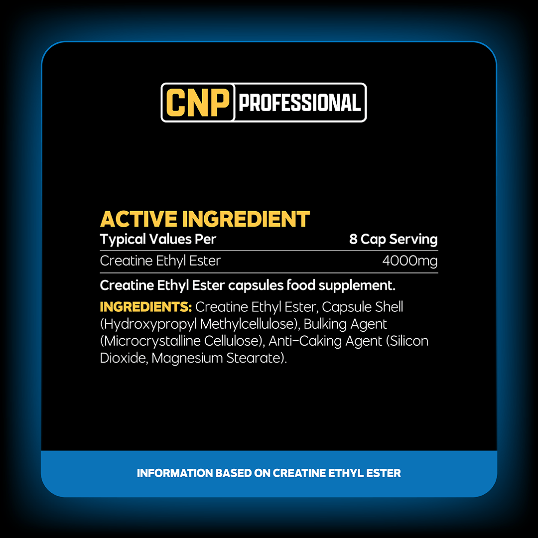 CNP Professional Creatine Ethyl Ester nutrition and supplement facts panel
