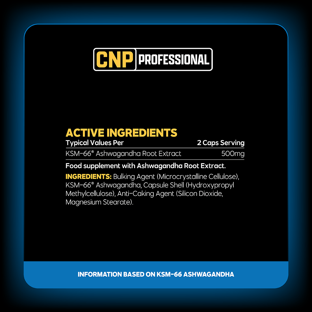 CNP Professional KSM-66 Ashwagandha nutrition and supplement facts panel