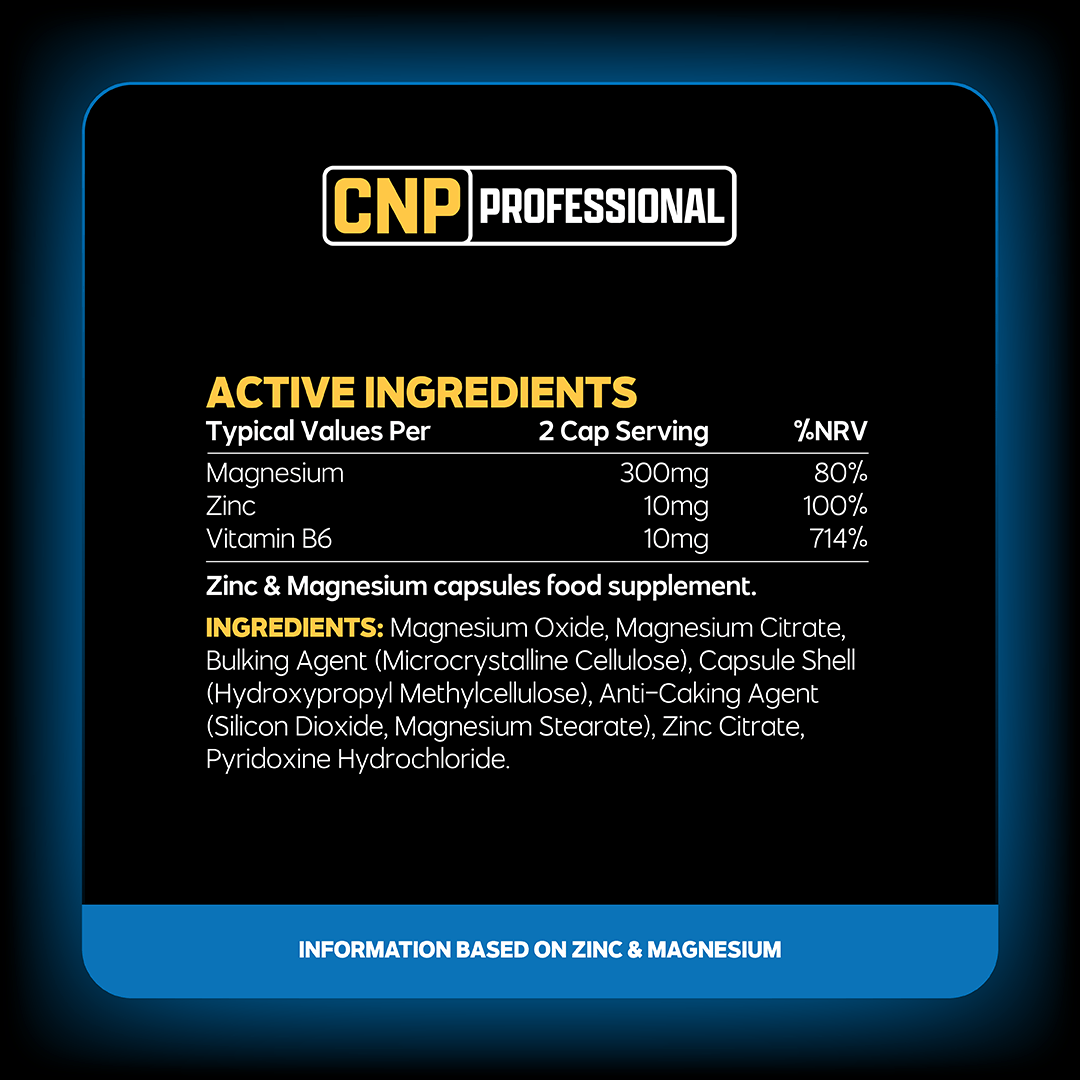 CNP Professional Zinc and Magnesium nutrition and supplement facts panel