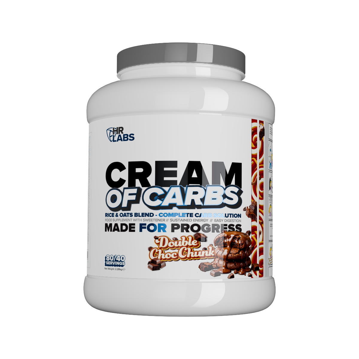 HR Labs Cream of Carbs Double Choc Chunk 2.28kg carbohydrate powder tub