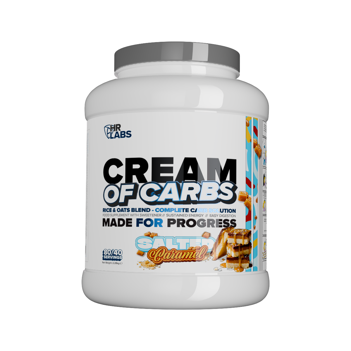 HR Labs Cream of Carbs Salted Caramel 2.28kg carbohydrate powder tub