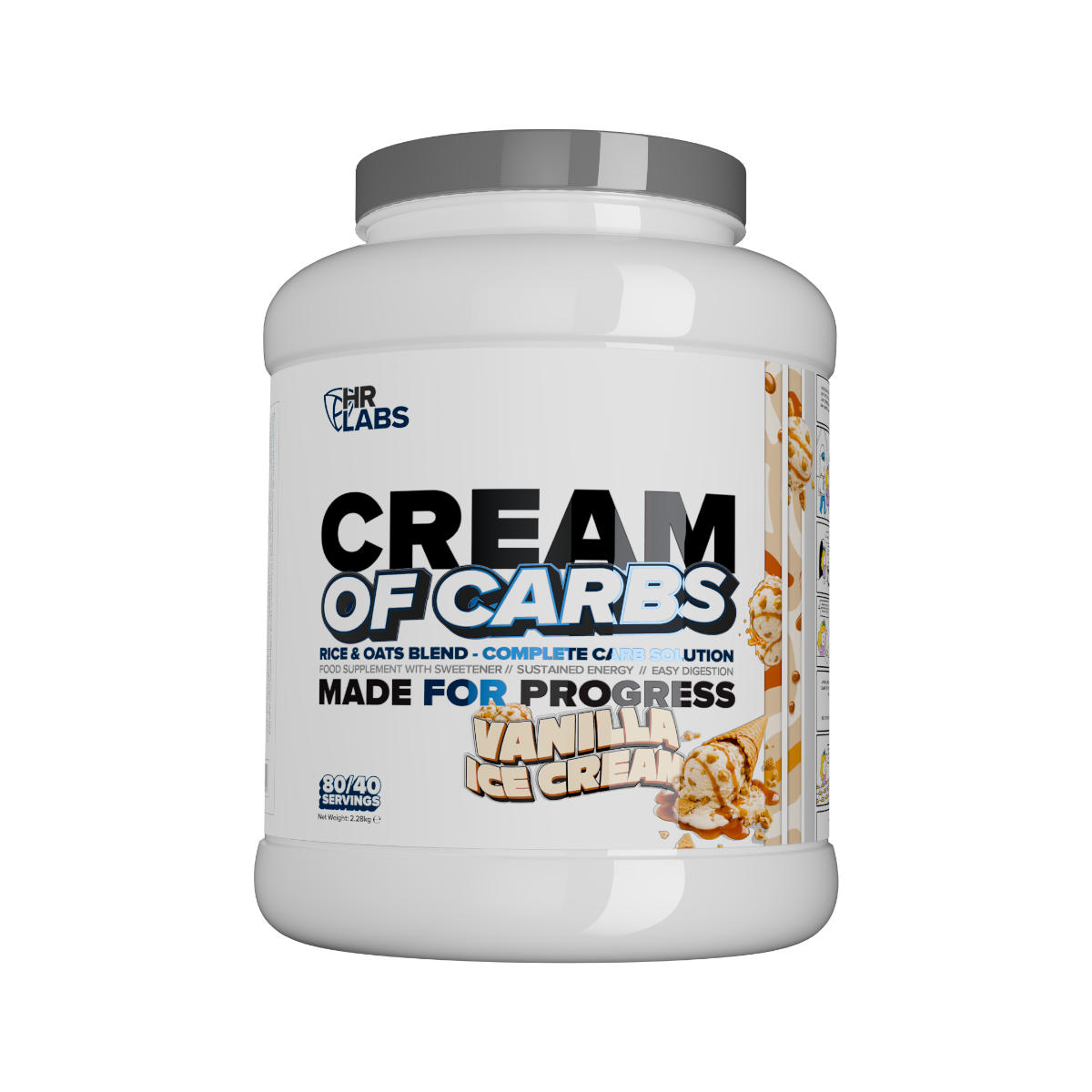HR Labs Cream of Carbs Vanilla Ice Cream 2.28kg carbohydrate powder tub