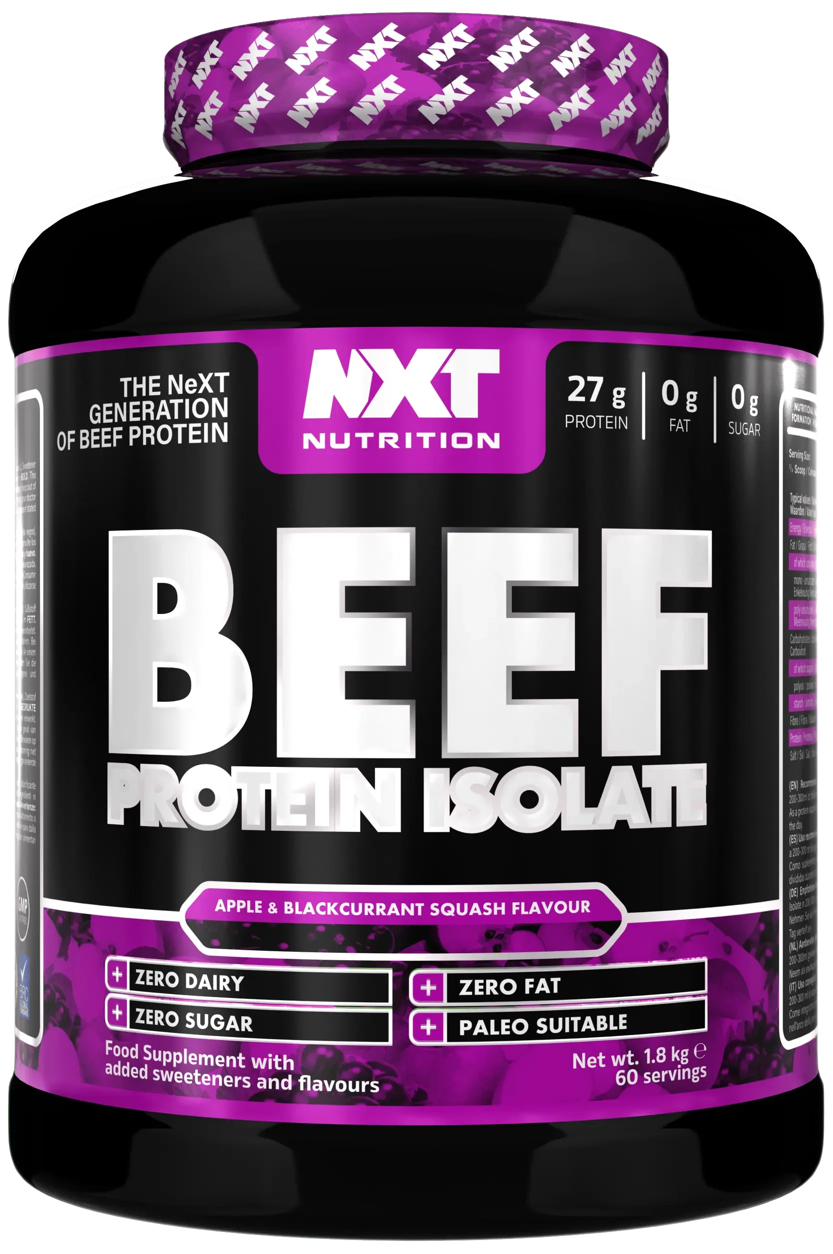 NXT Beef Protein Isolate 1.8kg Apple and Blackcurrant Squash