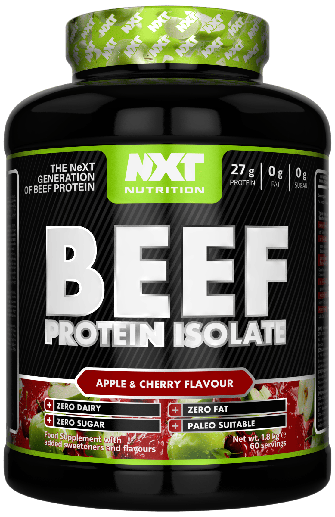 NXT Nutrition Beef Protein Isolate Apple and Cherry 1.8kg (60 Servings)