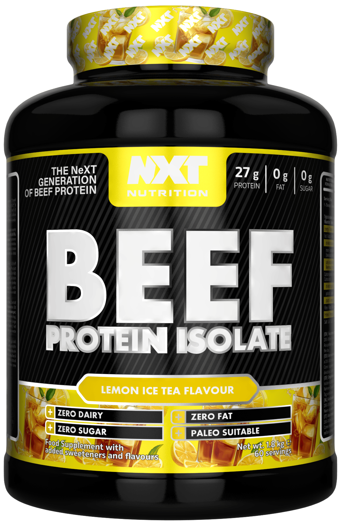 NXT Nutrition Beef Protein Isolate Lemon Ice Tea 1.8kg (60 Servings)