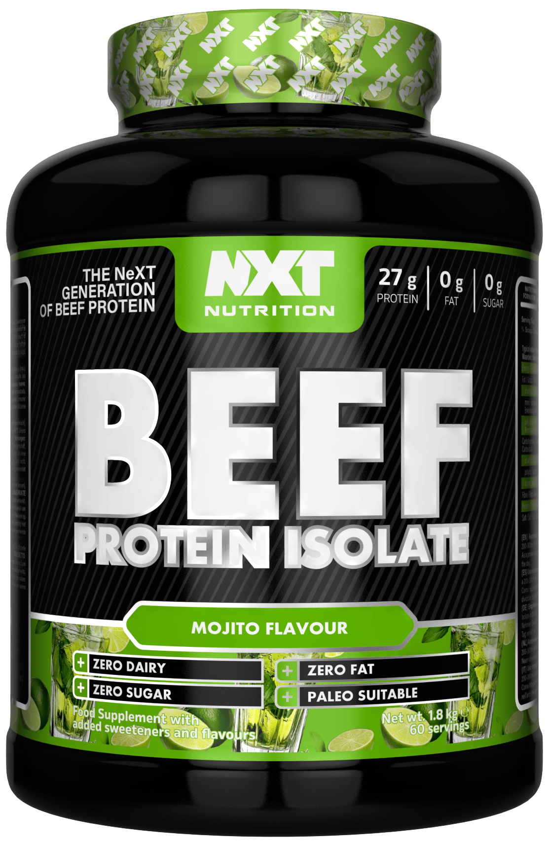 NXT Nutrition Beef Protein Isolate Mojito 1.8kg (60 Servings)