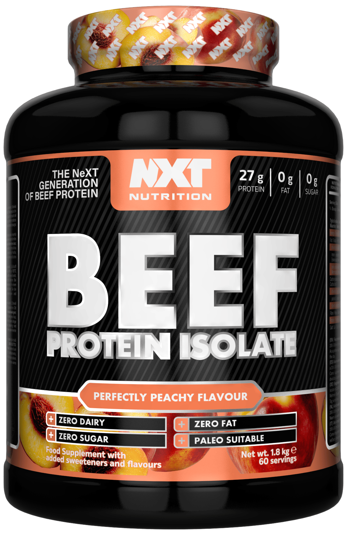 NXT Nutrition Beef Protein Isolate Perfectly Peachy 1.8kg (60 Servings)