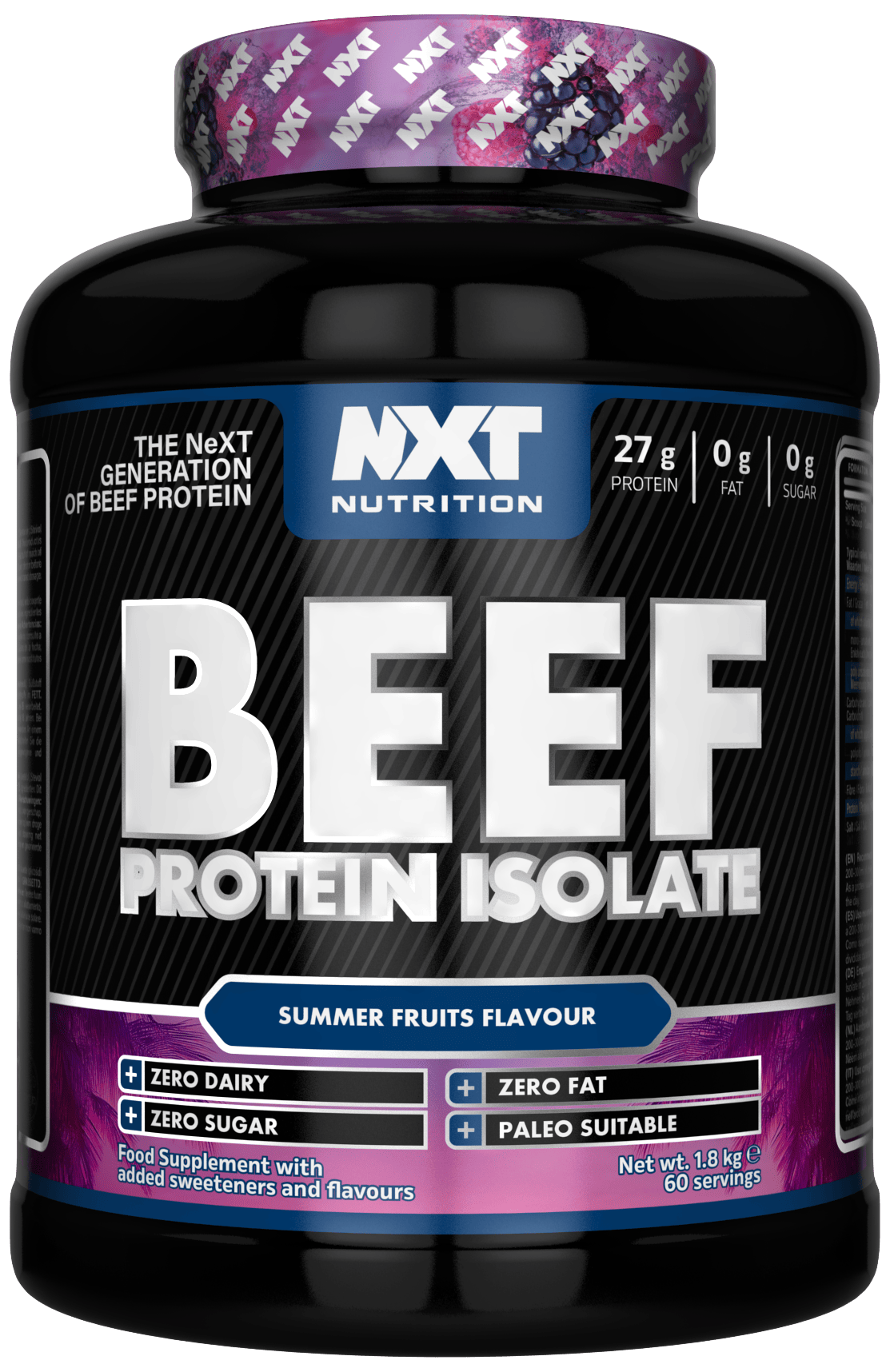NXT Nutrition Beef Protein Isolate Summer Fruits 1.8kg (60 Servings)