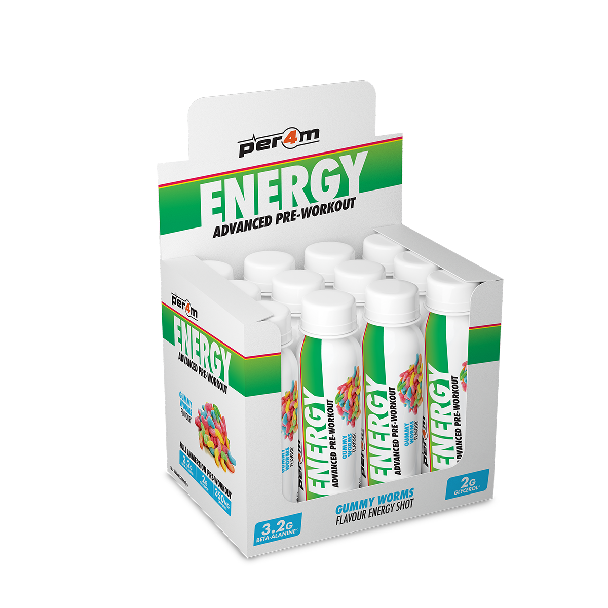 Per4m Energy Pre-Workout Shots 12x100ml Gummy Worms
