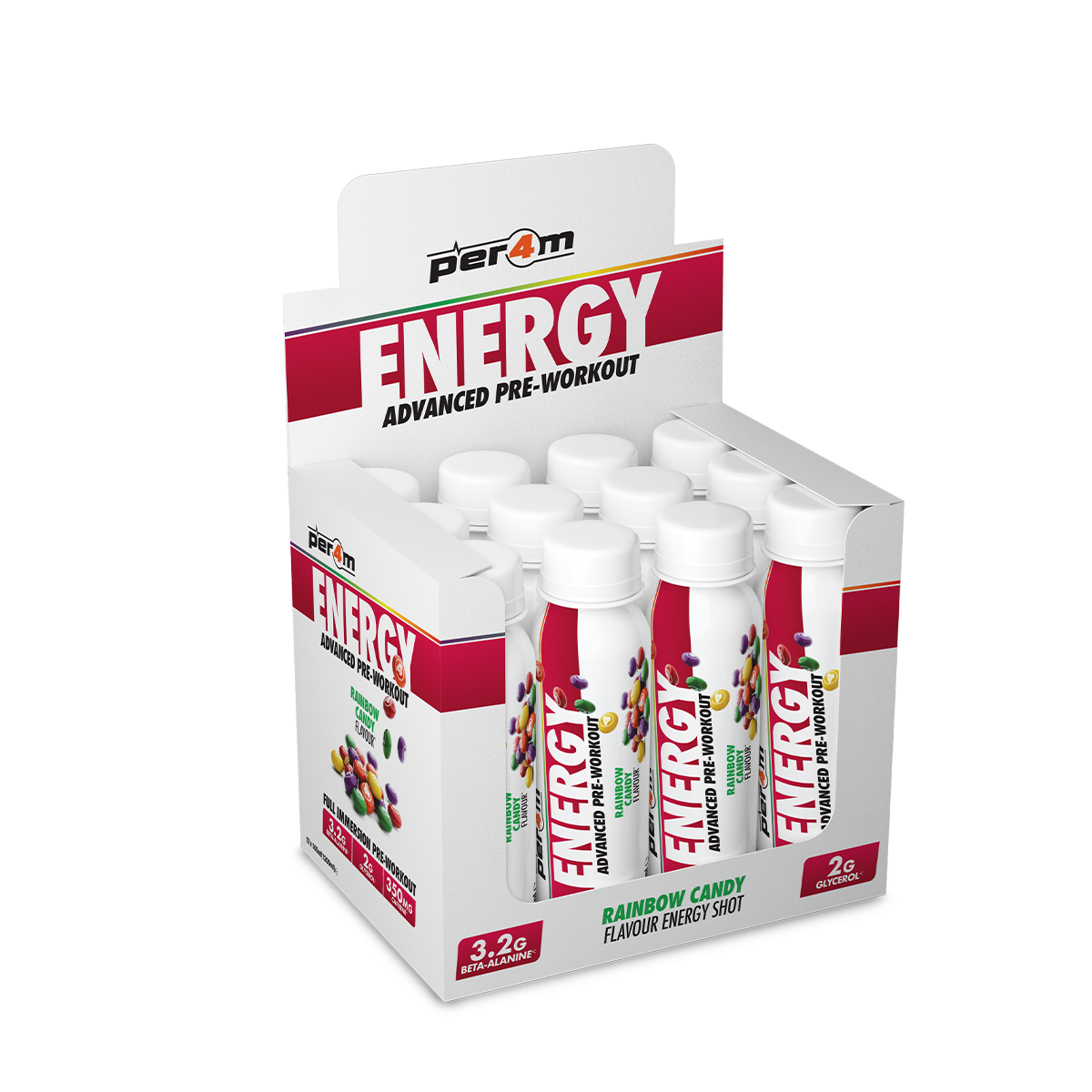 Per4m Energy Pre-Workout Shots 12x100ml Rainbow Candy