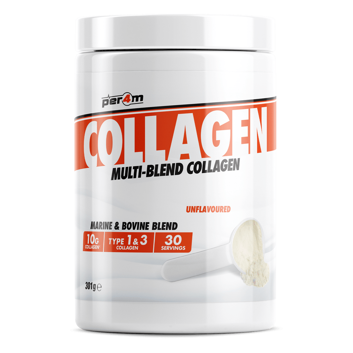 Per4m Multi-Blend Collagen Powder 301g, Unflavoured, marine and bovine collagen with vitamin C
