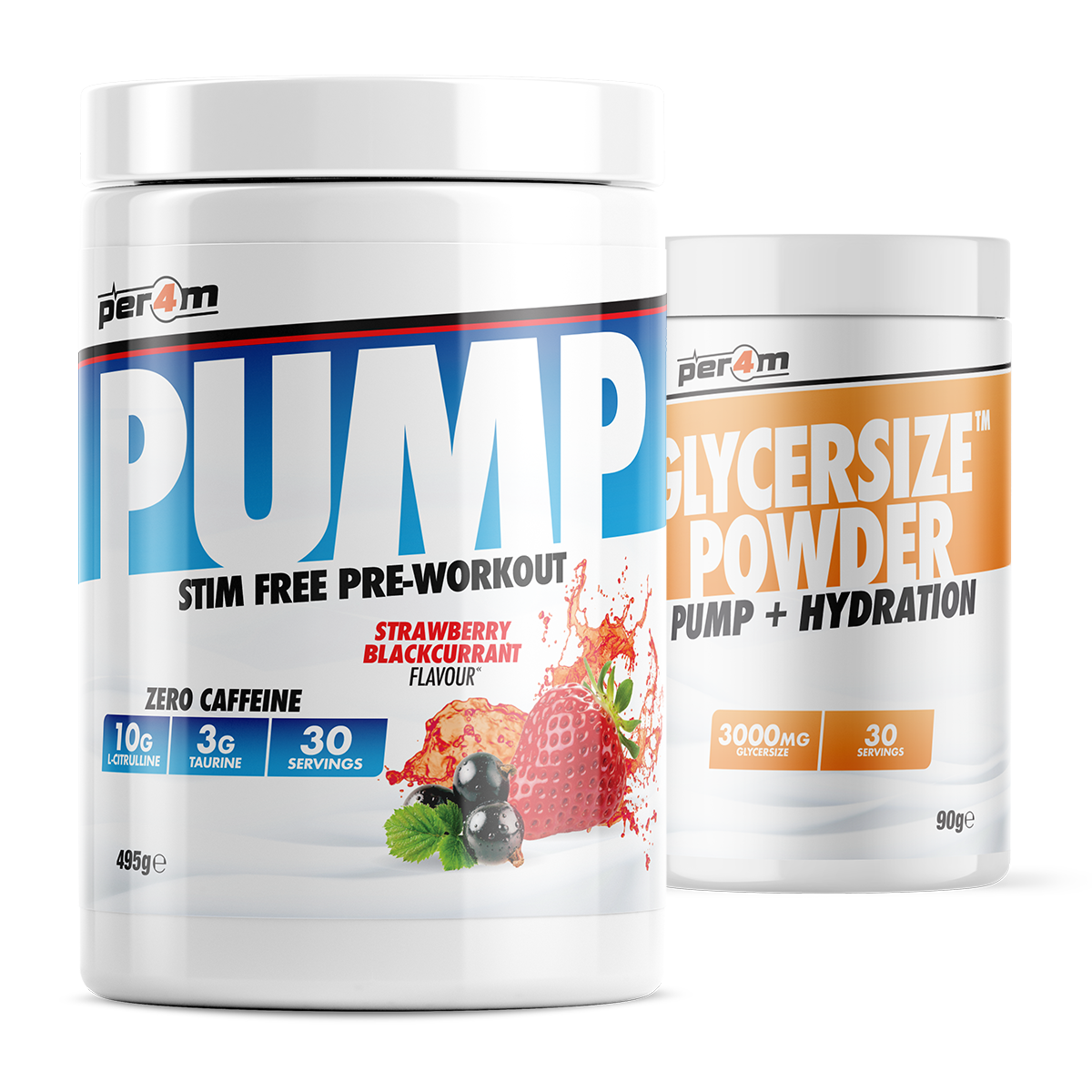 Per4m PUMP Stim Free Pre Workout 495g Strawberry Blackcurrant