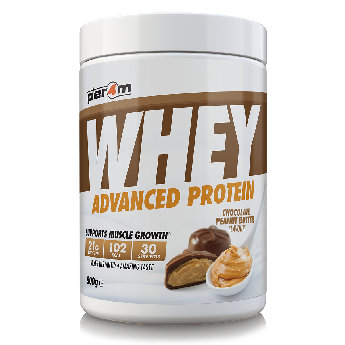 Per4m Whey Advanced Protein Powder Chocolate Peanut Butter 900g