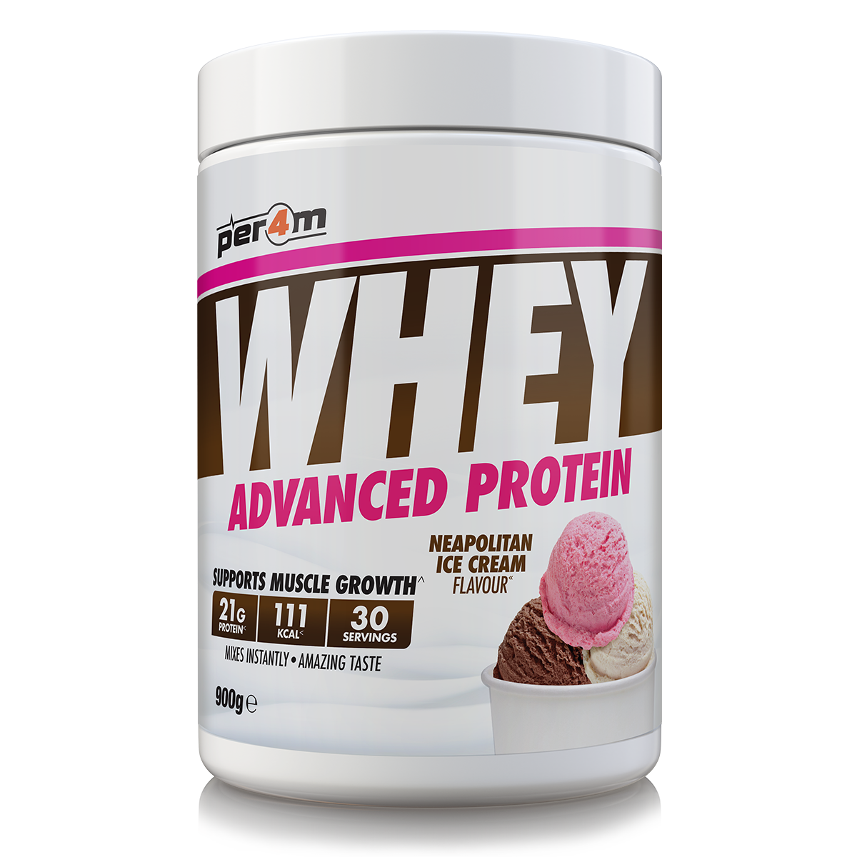 Per4m Whey Advanced Protein Powder Neapolitan Ice Cream 900g