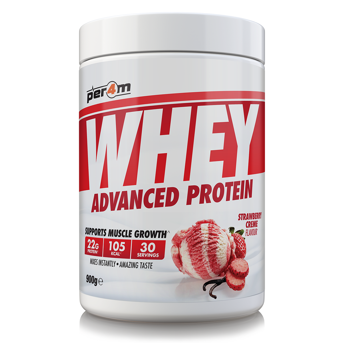 Per4m Whey Advanced Protein Powder Strawberry Creme 900g