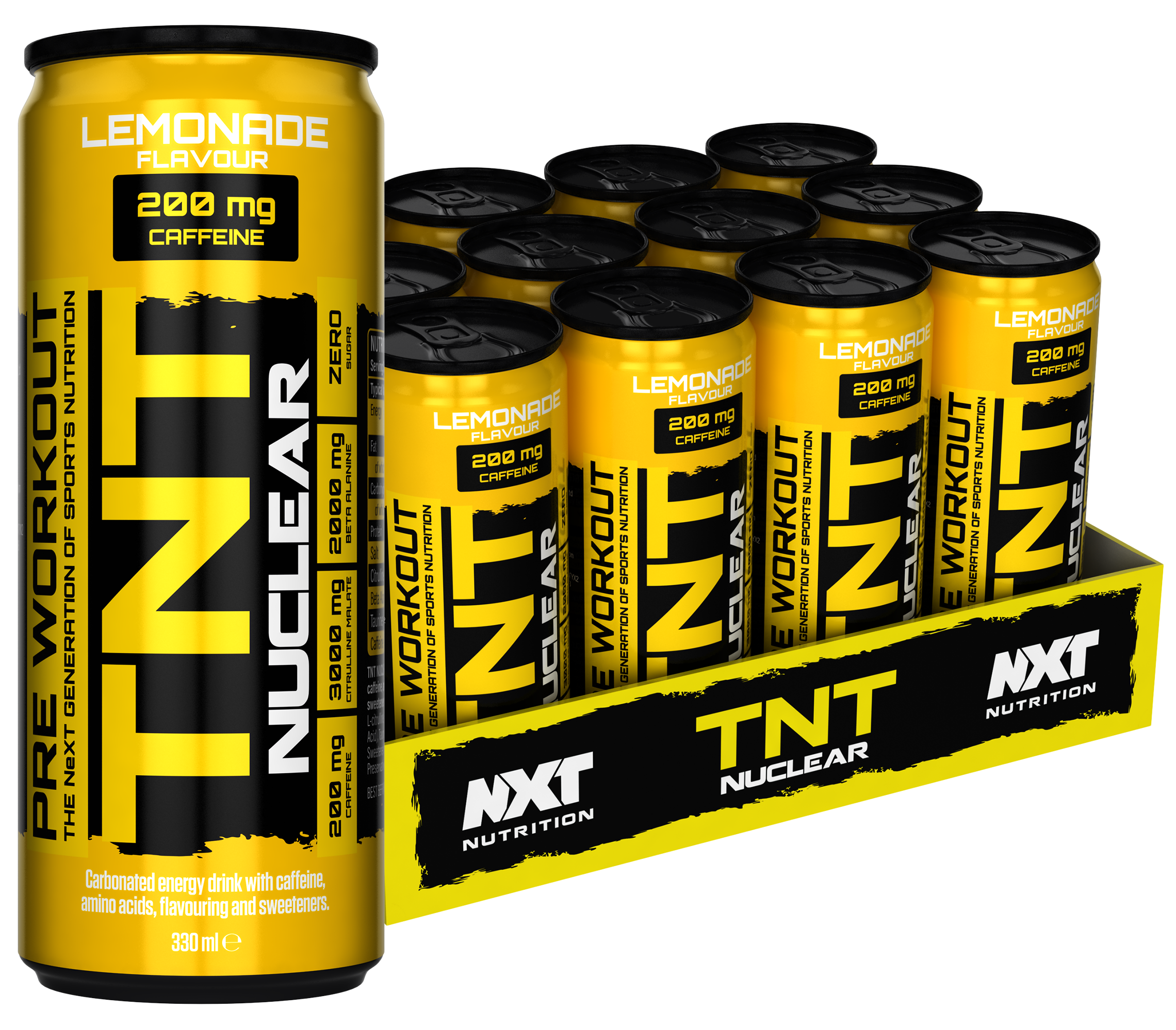 NXT Nutrition TNT Nuclear Energy Drink 12 x 330ml Cans Lemonade