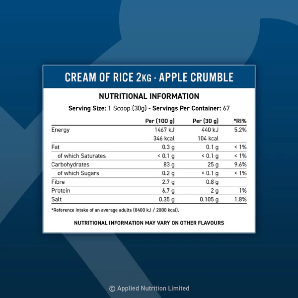 Applied Nutrition Cream Of Rice (67 Servings / 2kg) Carbohydrate Supplement