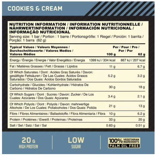 Optimum Nutrition Whipped Protein Bar (box of 10 x 60g bars)